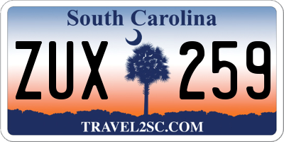 SC license plate ZUX259