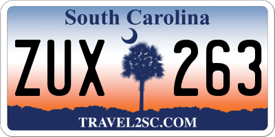 SC license plate ZUX263