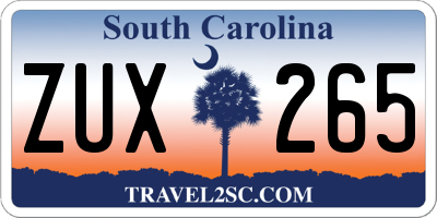 SC license plate ZUX265