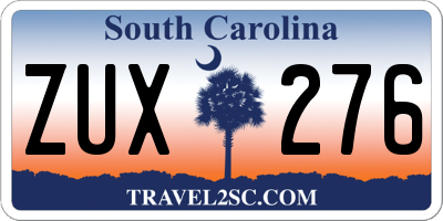 SC license plate ZUX276