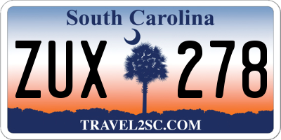 SC license plate ZUX278