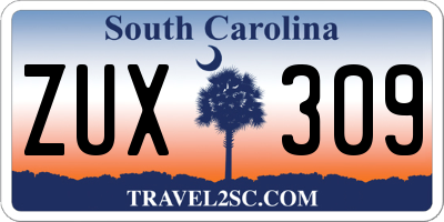 SC license plate ZUX309