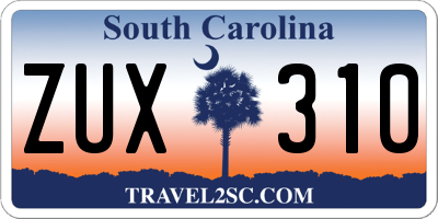 SC license plate ZUX310