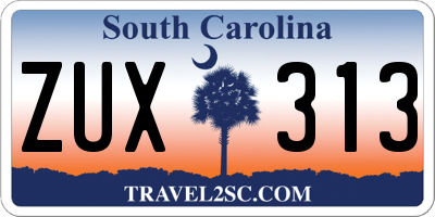 SC license plate ZUX313