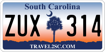 SC license plate ZUX314