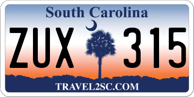 SC license plate ZUX315