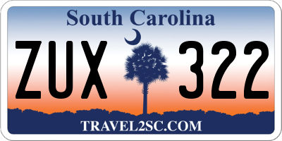 SC license plate ZUX322