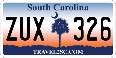 SC license plate ZUX326