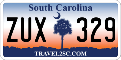 SC license plate ZUX329