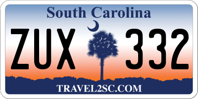 SC license plate ZUX332