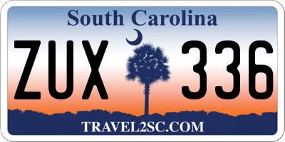 SC license plate ZUX336