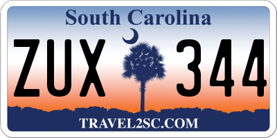 SC license plate ZUX344