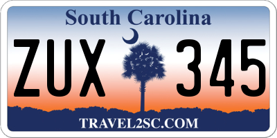SC license plate ZUX345