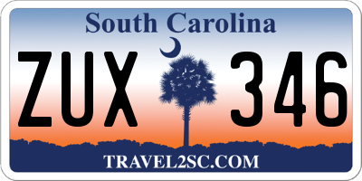 SC license plate ZUX346