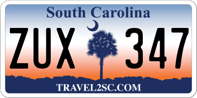 SC license plate ZUX347