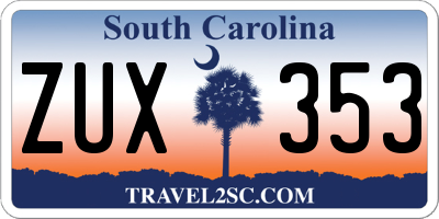 SC license plate ZUX353