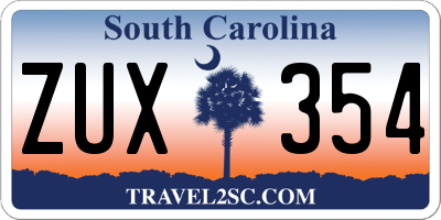 SC license plate ZUX354