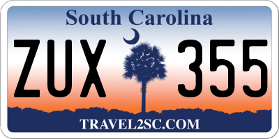 SC license plate ZUX355