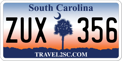 SC license plate ZUX356