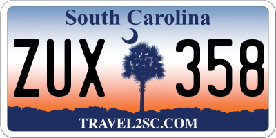 SC license plate ZUX358