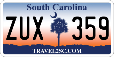SC license plate ZUX359