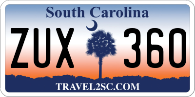 SC license plate ZUX360
