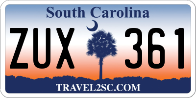 SC license plate ZUX361