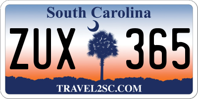 SC license plate ZUX365
