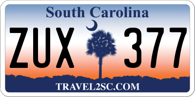 SC license plate ZUX377