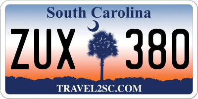 SC license plate ZUX380