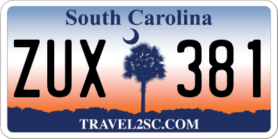 SC license plate ZUX381