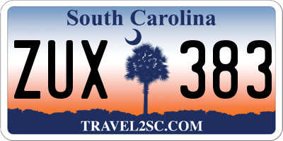 SC license plate ZUX383