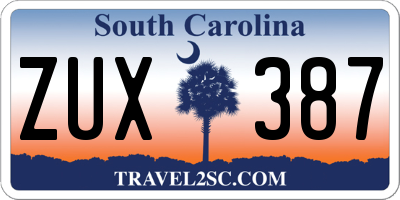 SC license plate ZUX387