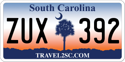 SC license plate ZUX392