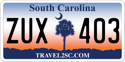 SC license plate ZUX403