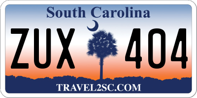 SC license plate ZUX404