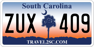 SC license plate ZUX409