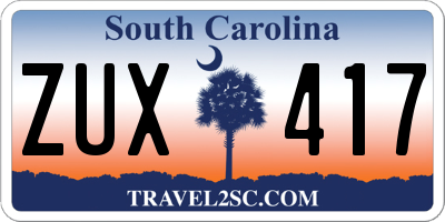 SC license plate ZUX417