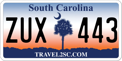 SC license plate ZUX443