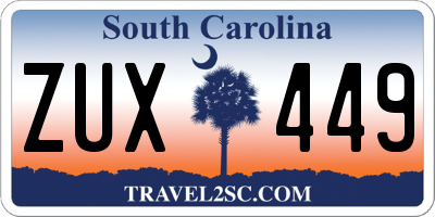 SC license plate ZUX449