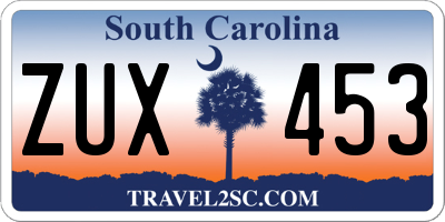 SC license plate ZUX453
