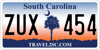 SC license plate ZUX454
