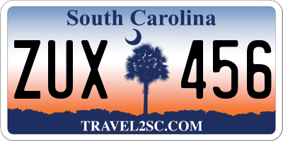 SC license plate ZUX456