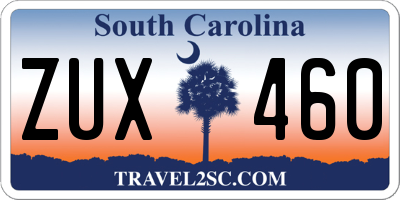 SC license plate ZUX460