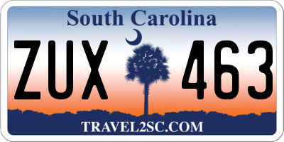 SC license plate ZUX463