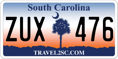 SC license plate ZUX476