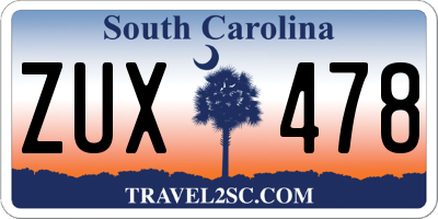 SC license plate ZUX478