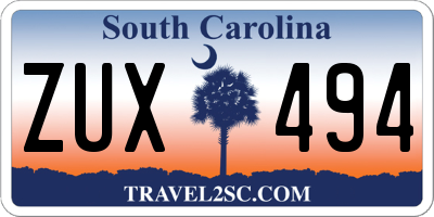 SC license plate ZUX494
