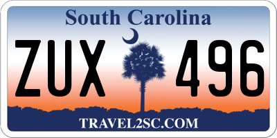 SC license plate ZUX496
