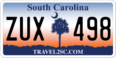 SC license plate ZUX498